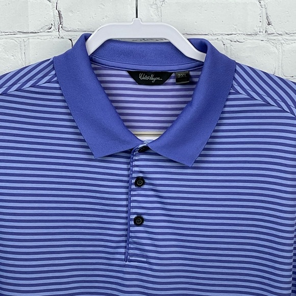 Walter Hagen Golf Polo Shirt Mens Size XXL 2XL Short Sleeve Purple Striped - Picture 2 of 9